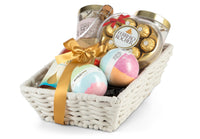Closed box of Me Time gift set by Interhampers featuring a neatly wrapped presentation with decorative ribbon.