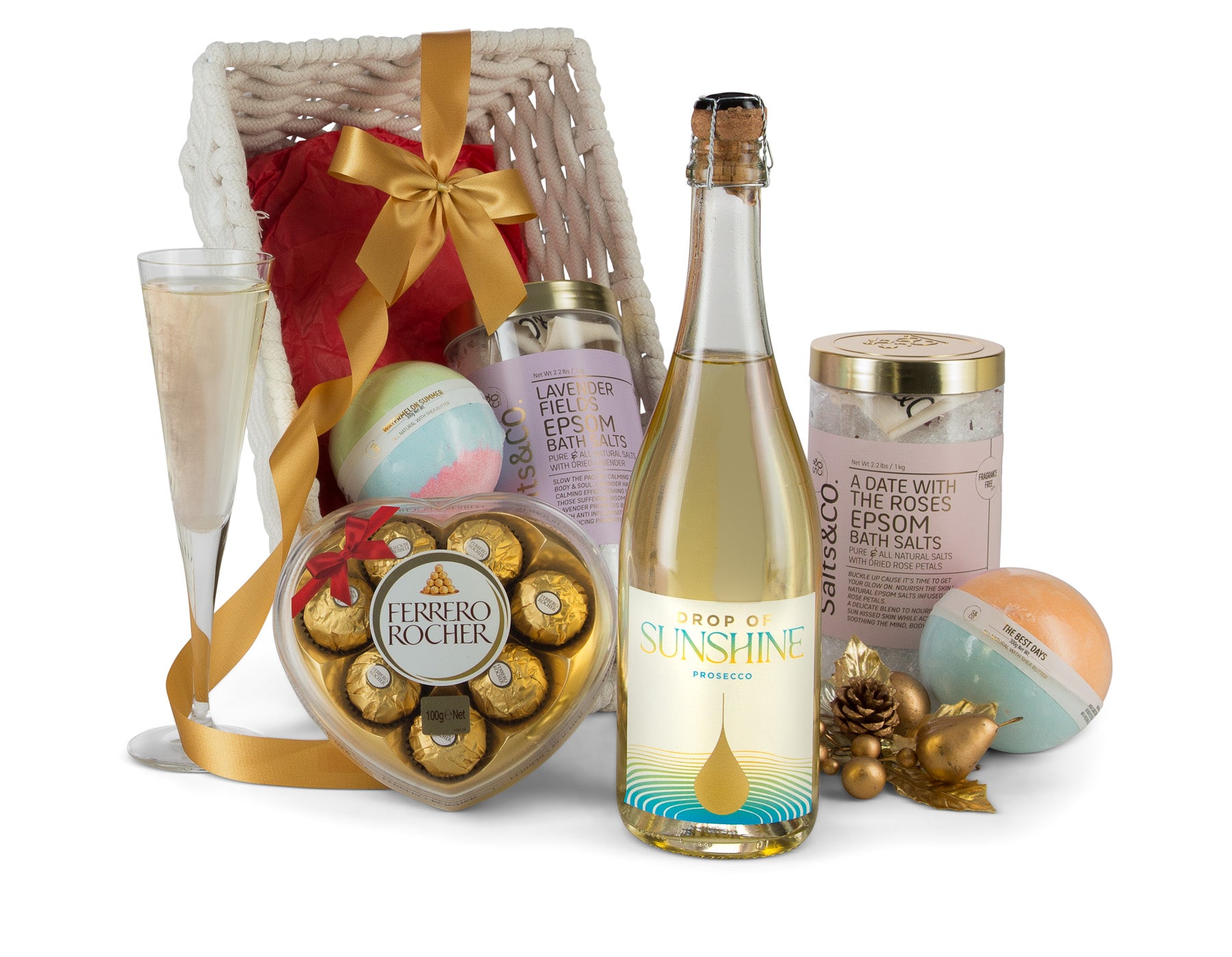 Open box of Interhampers Me Time gift set featuring relaxation products and accessories for self-care and leisure.