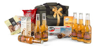 Open Great Northern Beer Hamper by Interhampers with assorted craft beers and snacks in a stylish gift basket.
