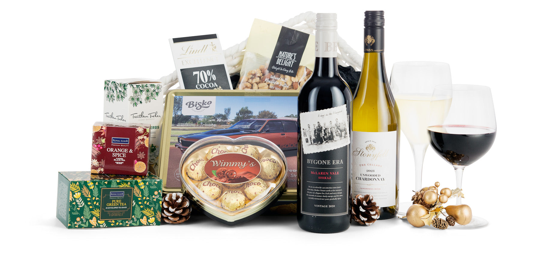 Open gift box with wrapped present from Interhampers, perfect for gifting occasions.