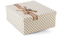 Closed view of a high-quality fare basket from Interhampers, showcasing its sturdy woven design and craftsmanship.