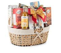Interhampers Grand Oz Australian Gourmet Gift Hamper with a selection of premium local foods arranged in a stylish natural presentation.