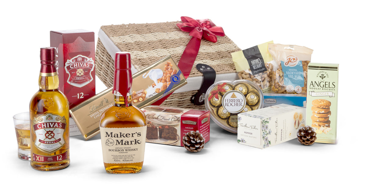 Open box of Prestige by Interhampers showing elegant packaging and product presentation.