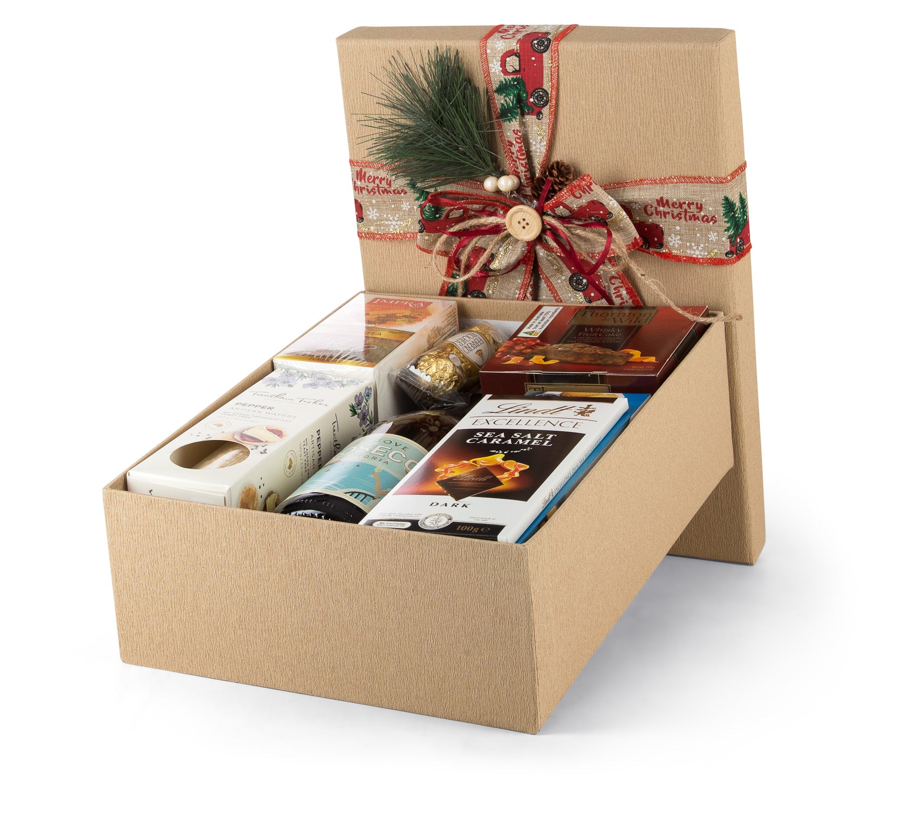 A festive bottle of Merry Christmas Prosecco in elegant packaging, perfect for holiday celebrations.