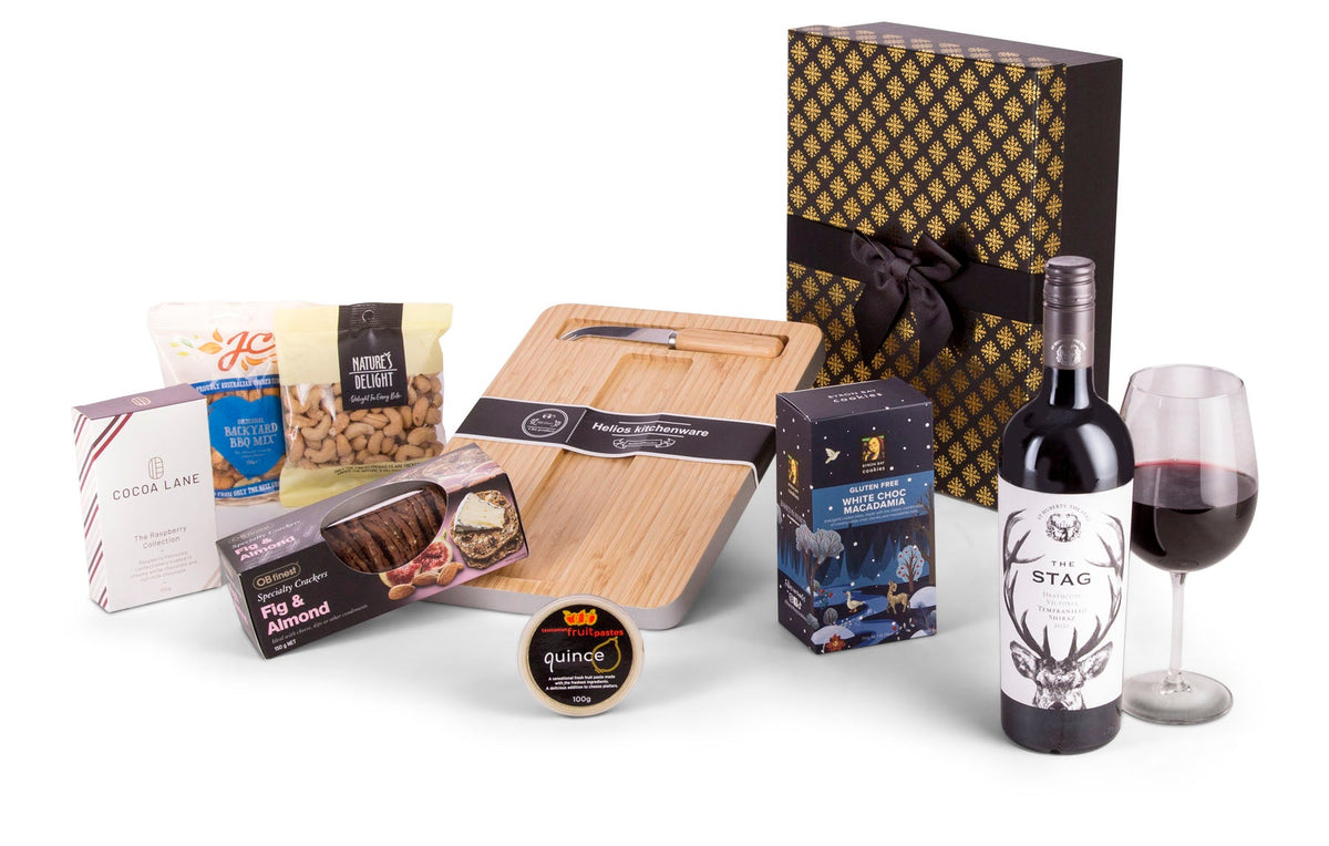 Cheese Board & Red Gift Box - Interhampers